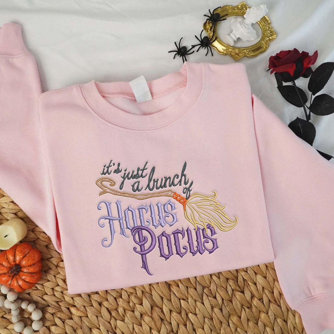 Horror Witch Sisters Embroidery Sweatshirt, Halloween Embroidery Sweatshirt HLW_M156