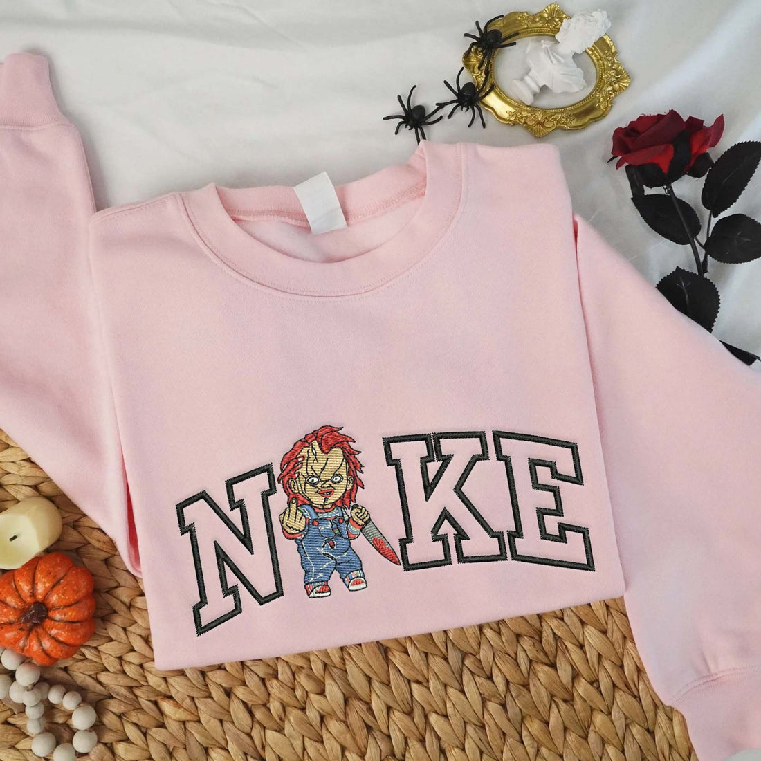 N Horror Character Carry Knife Halloween Sweatshirt, Halloween Embroidery Sweatshirt HLW_M650