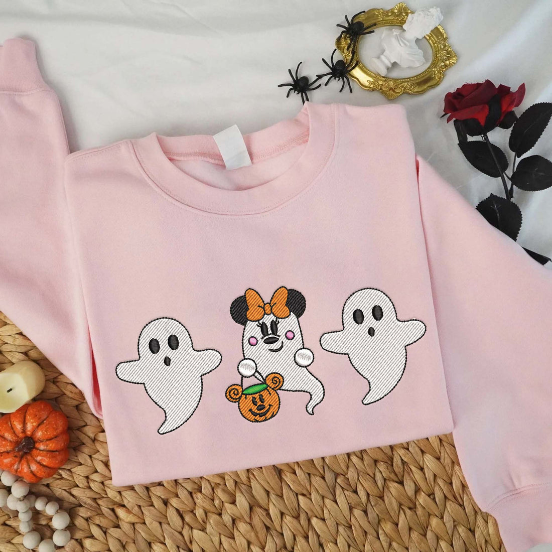 Three Ghosts Mouse Halloween Embroidery Sweatshirt, Halloween Embroidery Sweatshirt HLW_M1390