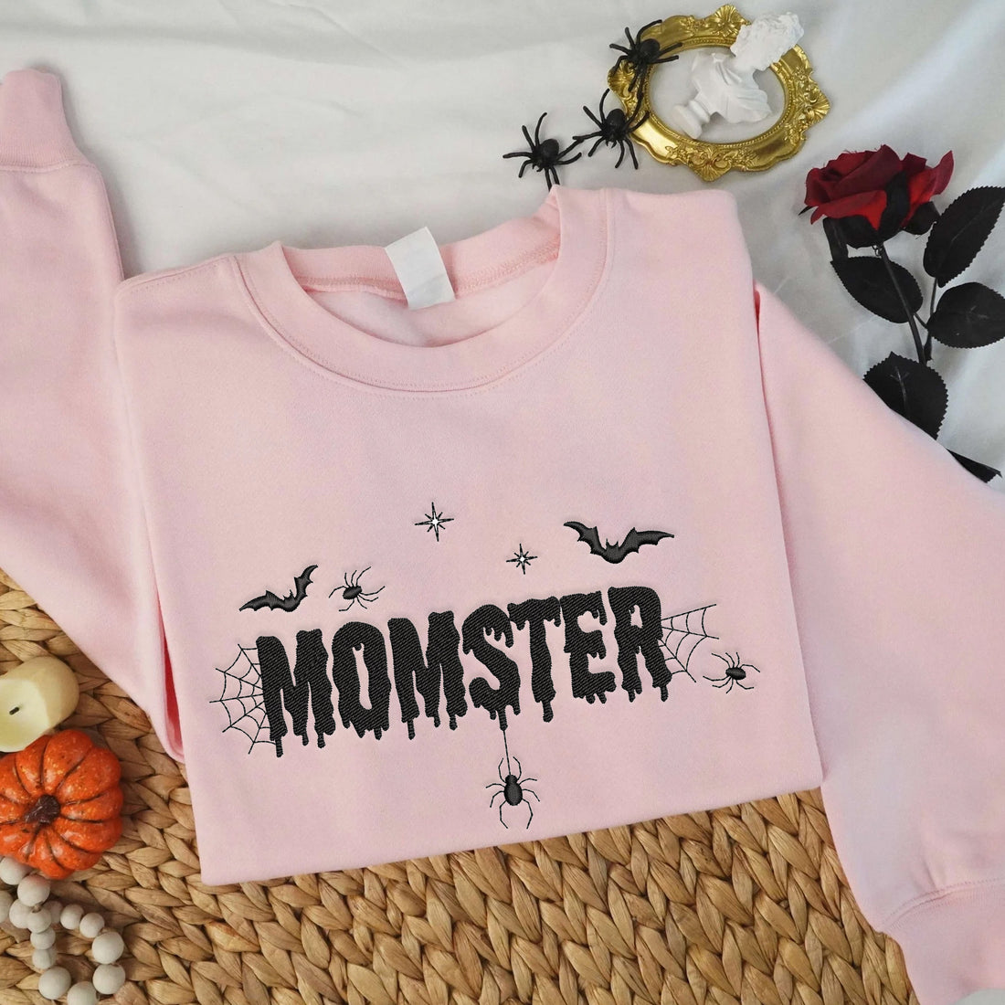 Momster Halloween Embroidery Sweatshirt, Halloween Embroidery Sweatshirt HLW_M334