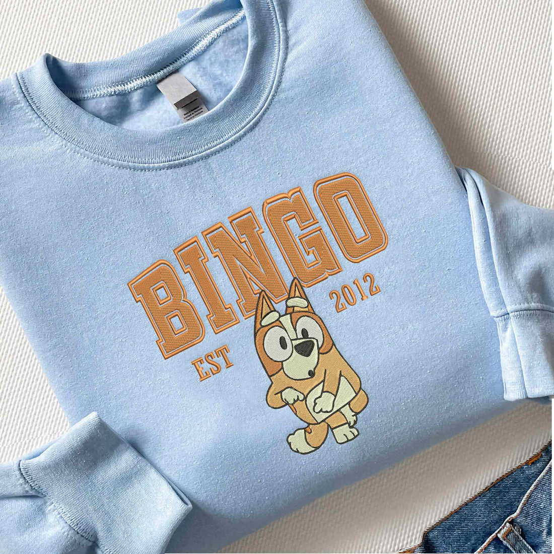 Personalized Blue Dog Sweatshirt, Cute Blue Dog Embroidered Sweatshirt B_M23
