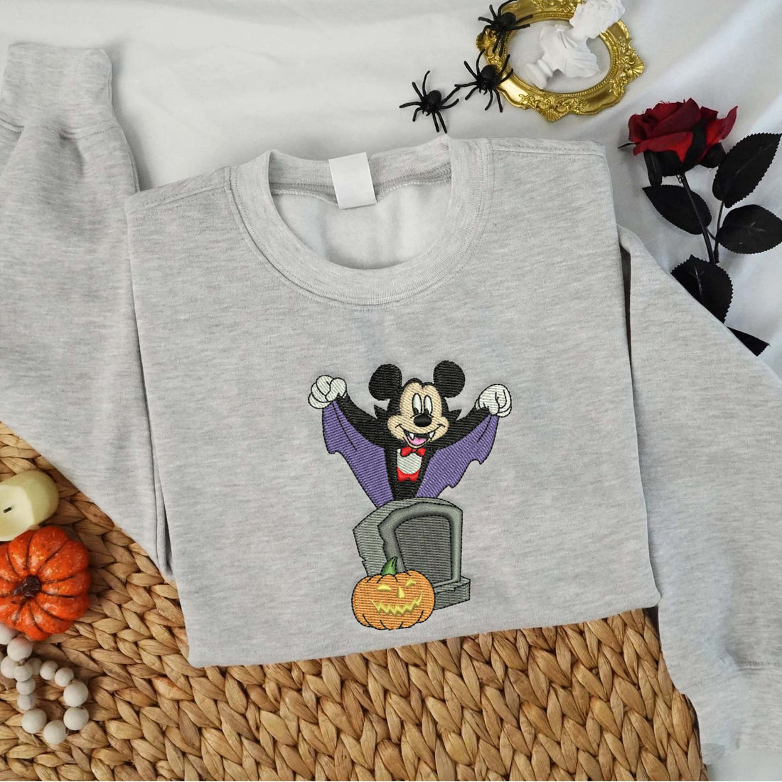 Mouse RIP Halloween Embroidery Sweatshirt, Halloween Embroidery Sweatshirt HLW_M877