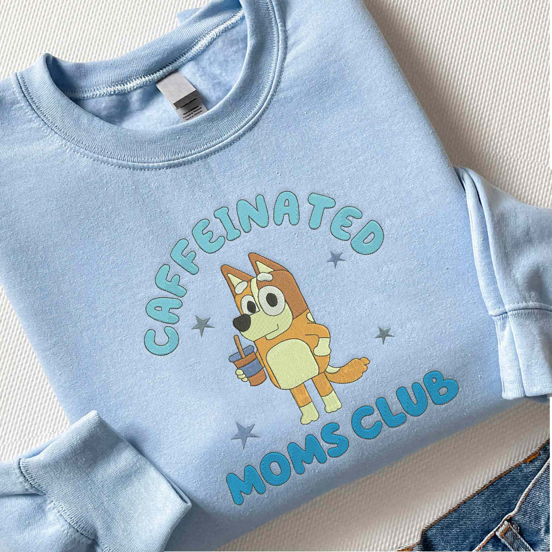 Cute Cartoon Mom Embroidery Sweatshirt, Custom Kids Name on Sleeve Sweatshirt B_M96