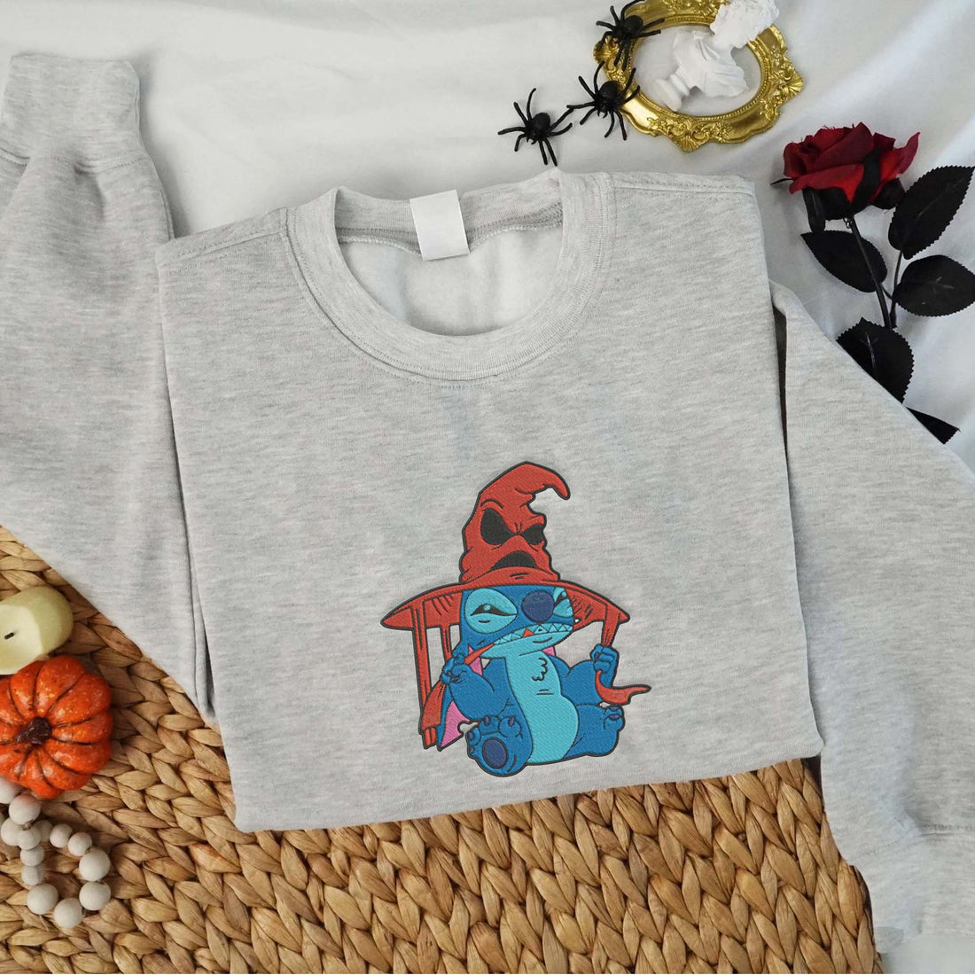 Cartoon Character with Red Hat Halloween Embroidery Sweatshirt, Halloween Embroidery Sweatshirt HLW_M895