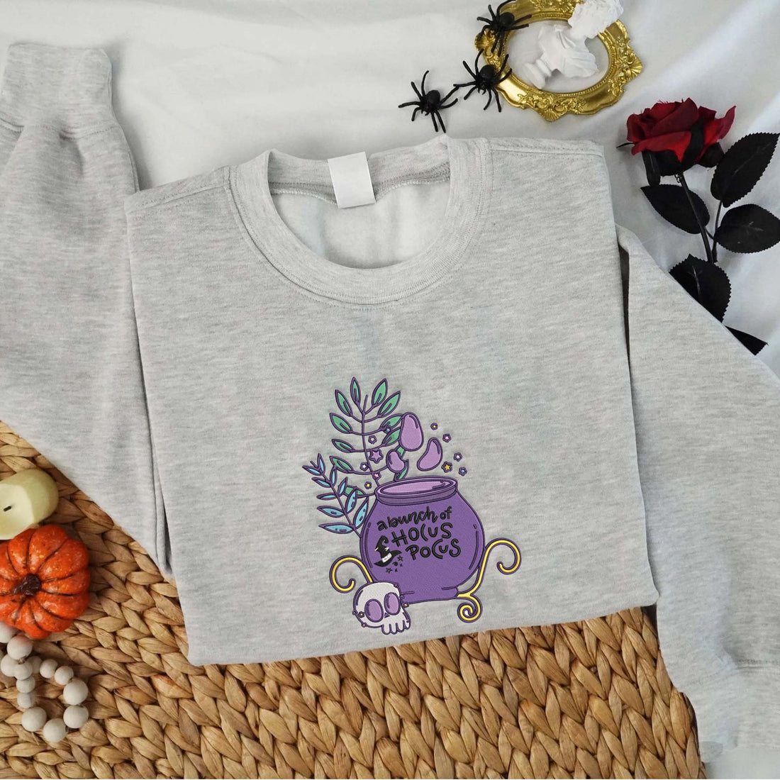 Witch Vibes Halloween Embroidery Sweatshirt, Halloween Embroidery Sweatshirt HLW_M790