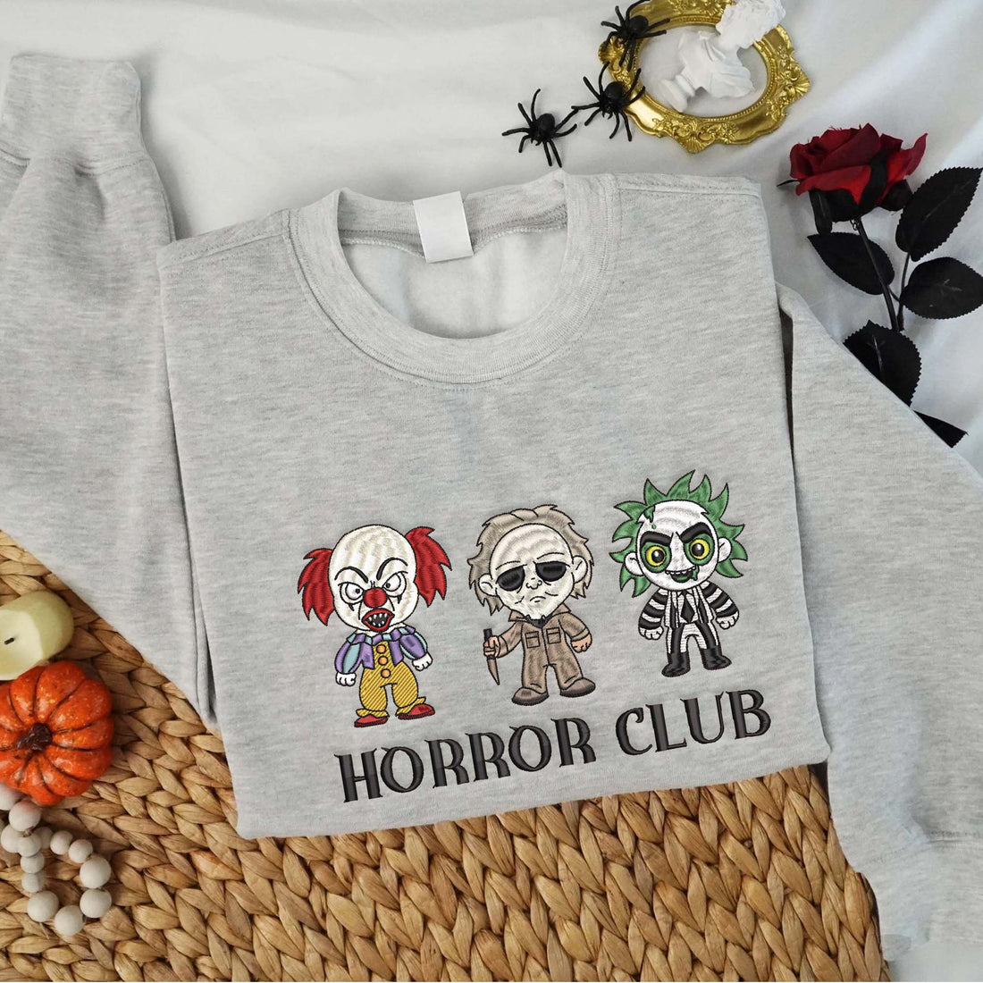 Horror Club Halloween Embroidery Sweatshirt, Halloween Embroidery Sweatshirt HLW_M911
