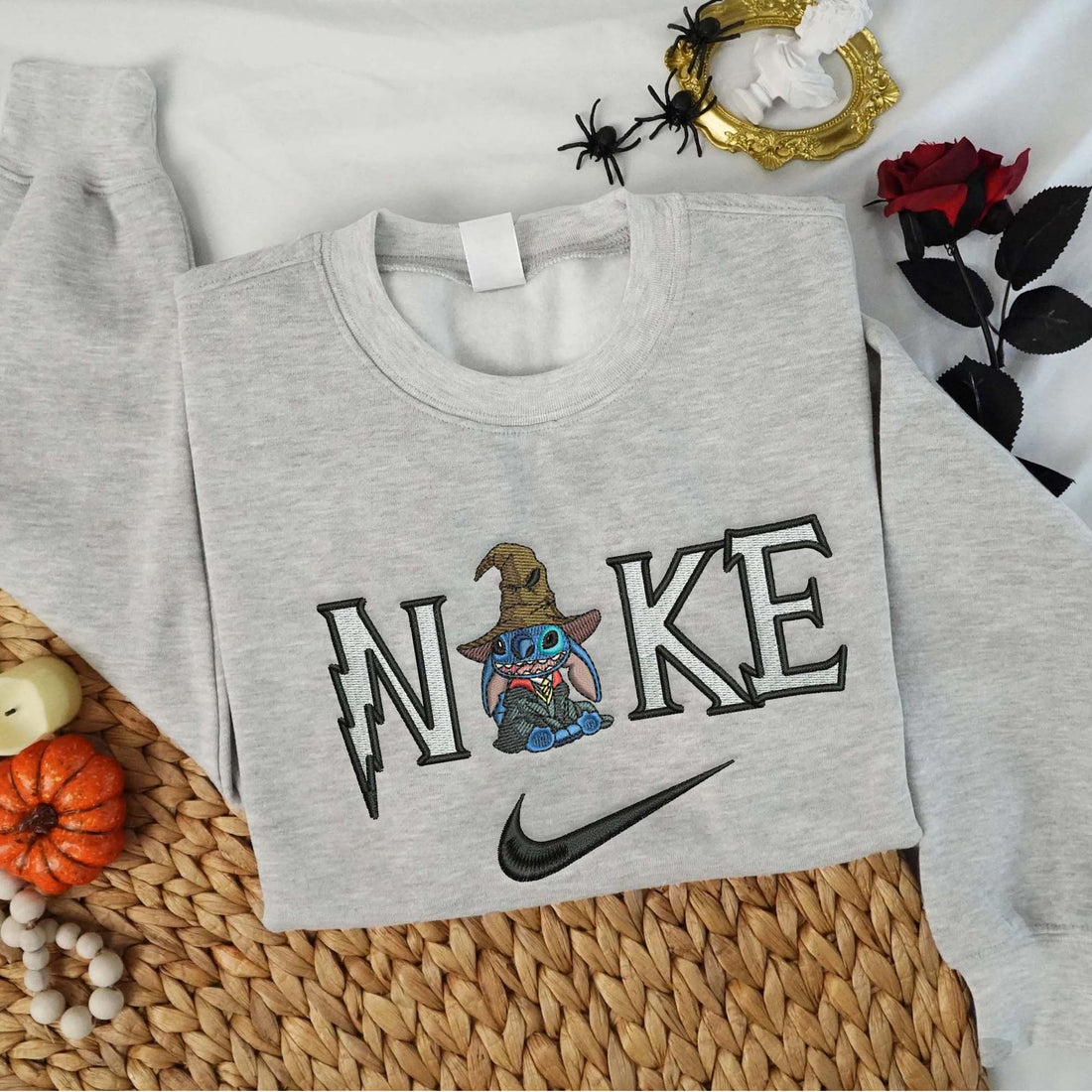 N Cartoon Character Halloween Embroidery Sweatshirt, Halloween Embroidery Sweatshirt HLW_M1022