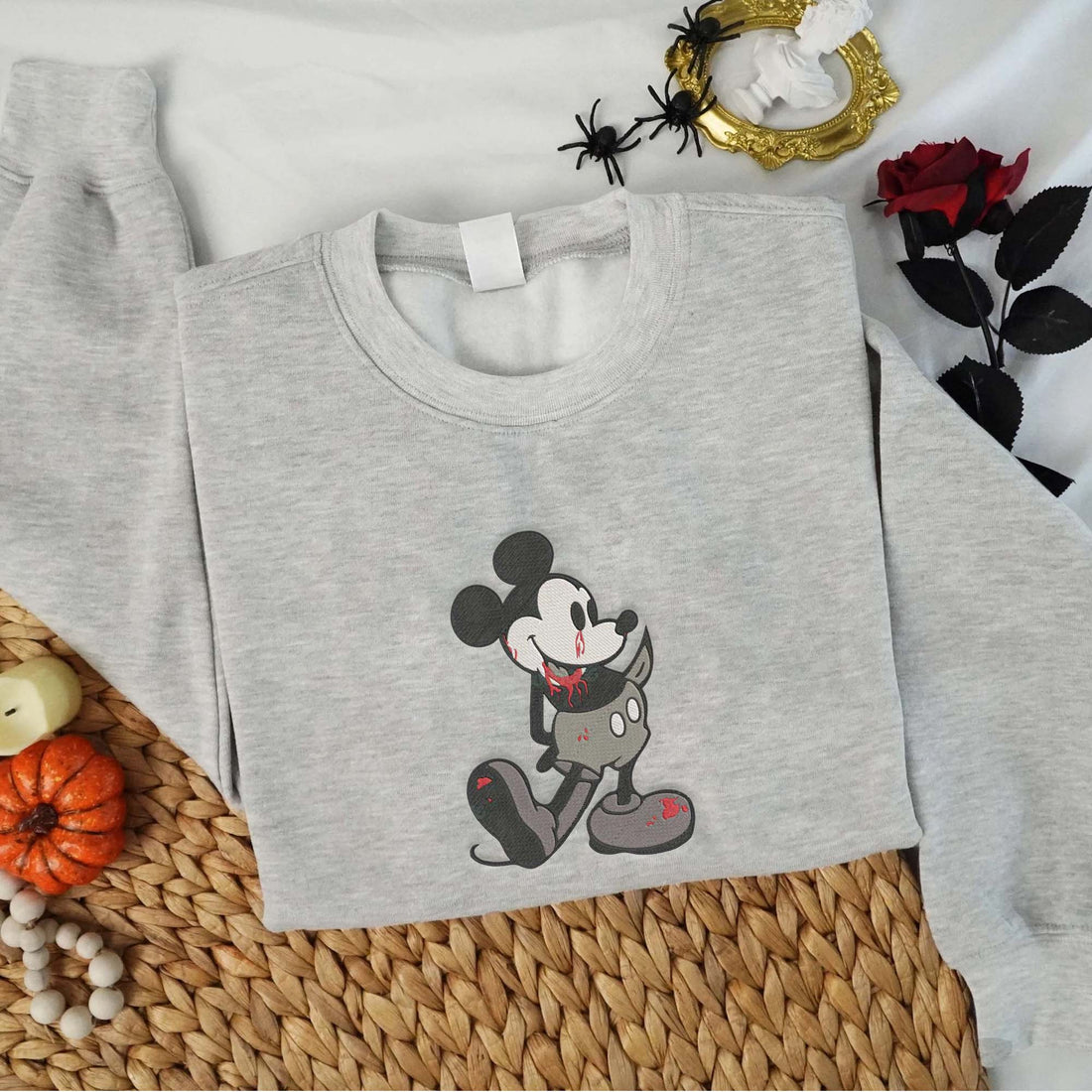 Mouse Killer Halloween Embroidery Sweatshirt, Halloween Embroidery Sweatshirt HLW_M979