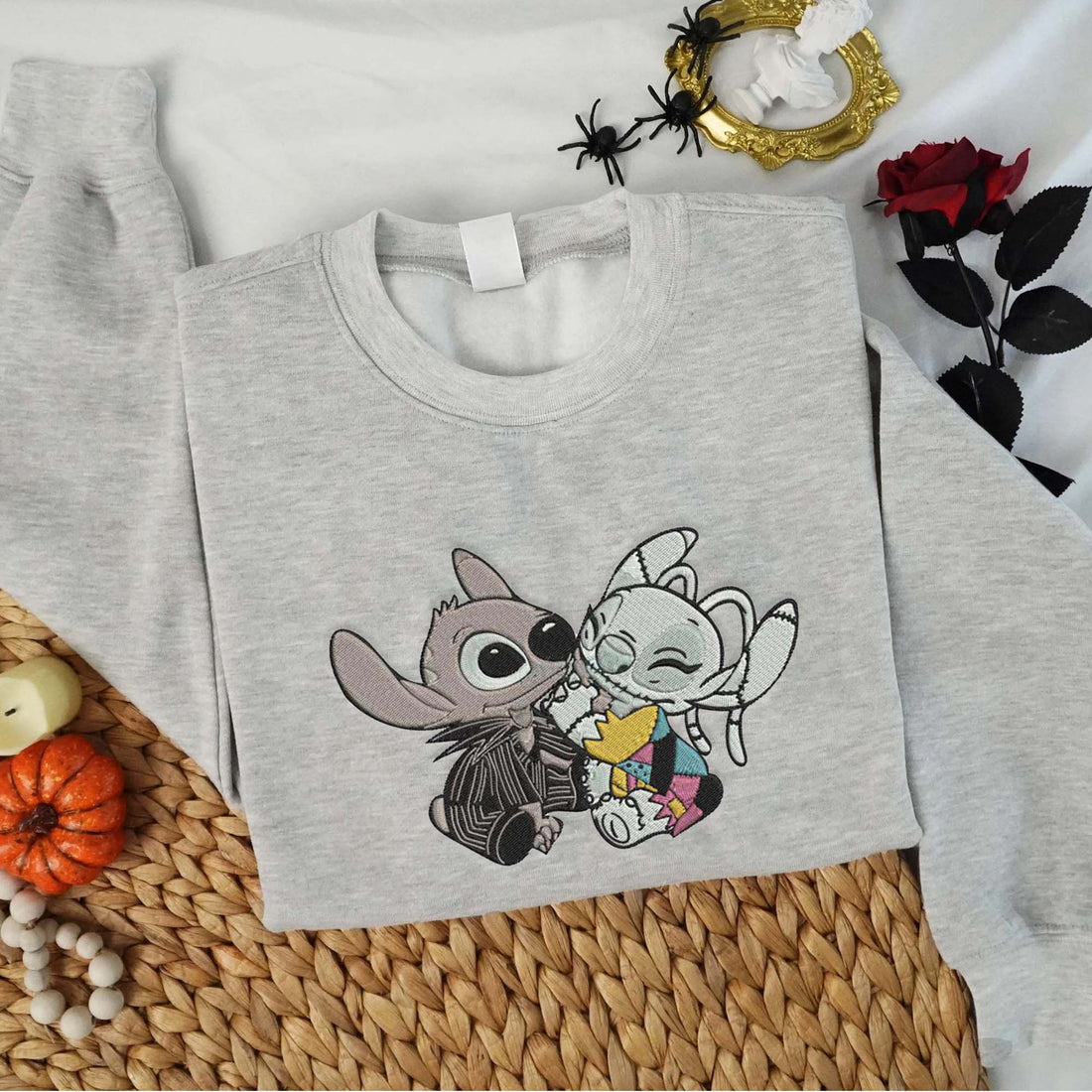 Horror Cartoon Couple Halloween Sweatshirt, Halloween Embroidery Sweatshirt HLW_M847