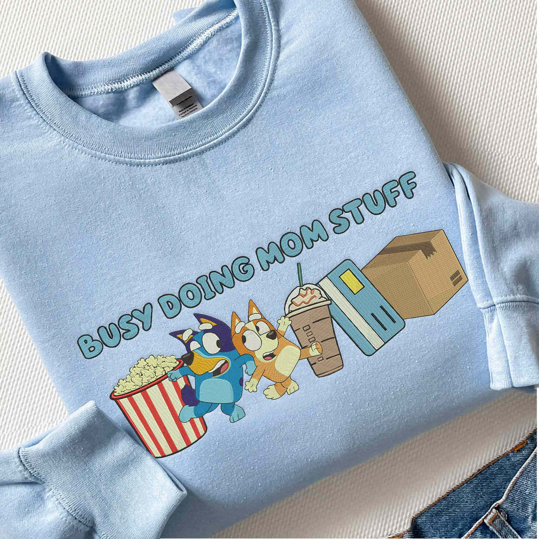 Busy Doing Mom Stuff Embroidery Sweatshirt, Mom Machine Sweatshirt B_M43