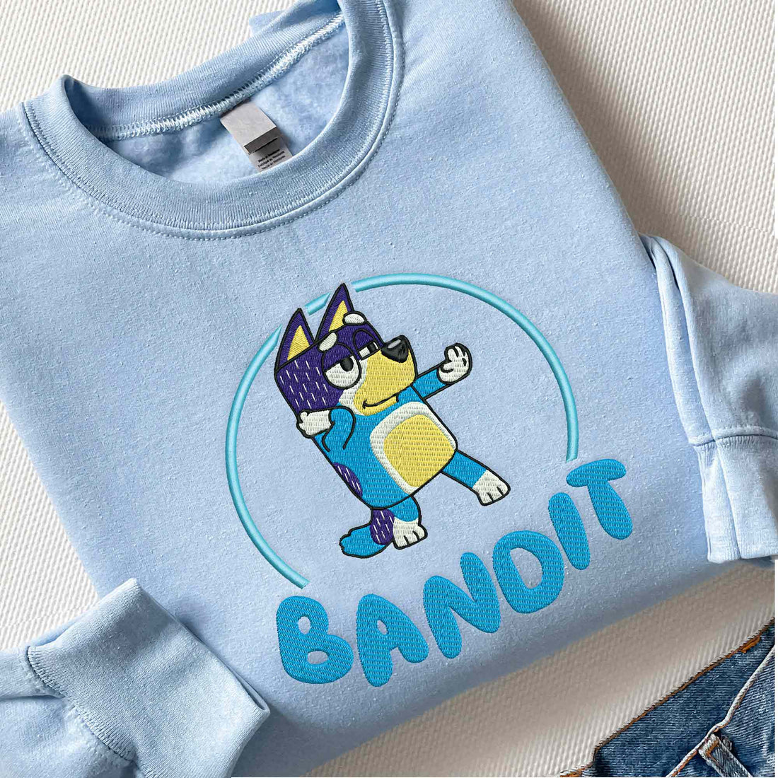Dad Blue Dog Embroidery Sweatshirt, Cute Blue Dog Dad Sweatshirt B_M77