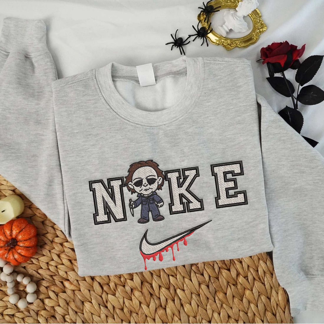 N Horror Character Halloween Sweatshirt, Halloween Embroidery Sweatshirt HLW_M637