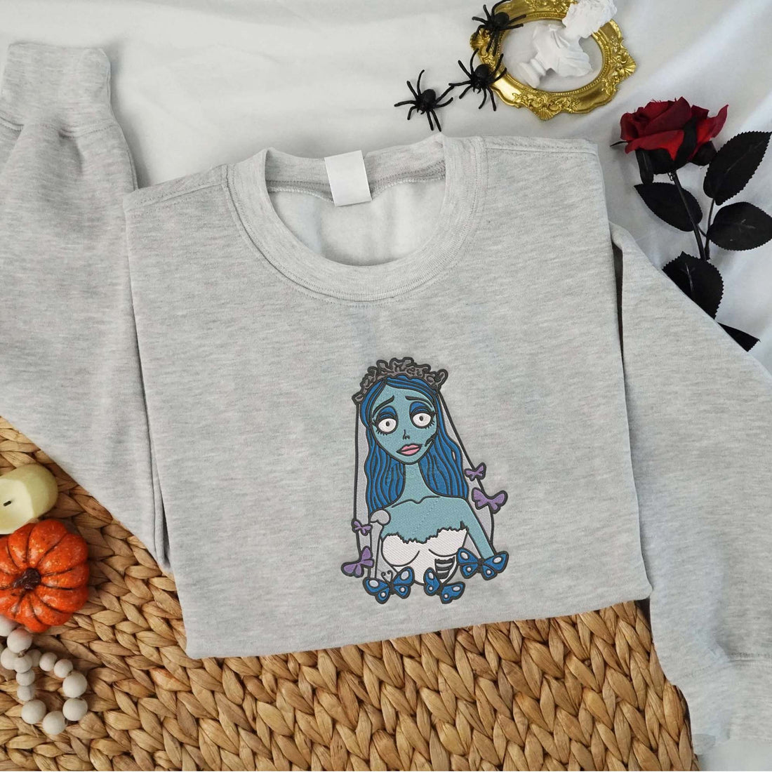 Ghost Bride Halloween Embroidery Sweatshirt, Halloween Embroidery Sweatshirt HLW_M996