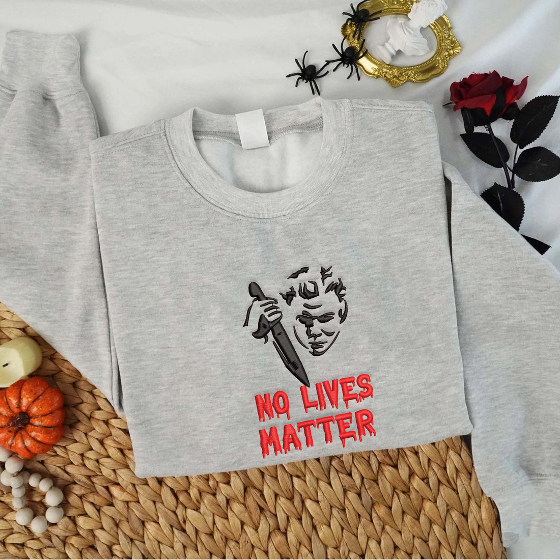 No Lives Matter Killer Halloween Sweatshirt, Halloween Embroidery Sweatshirt HLW_M1084