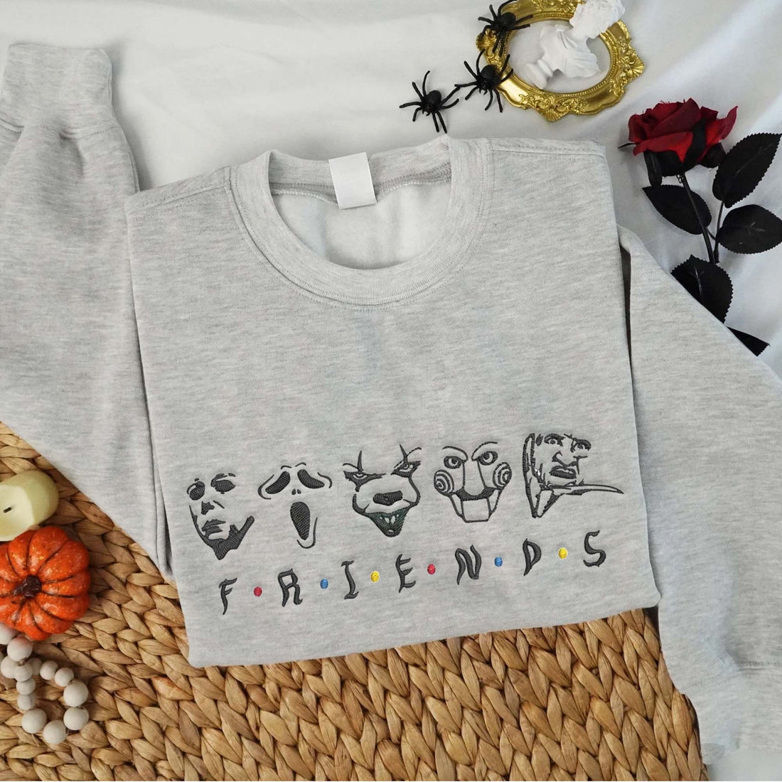 Friends Horror Character Halloween Embroidery Sweatshirt, Halloween Embroidery Sweatshirt HLW_M889