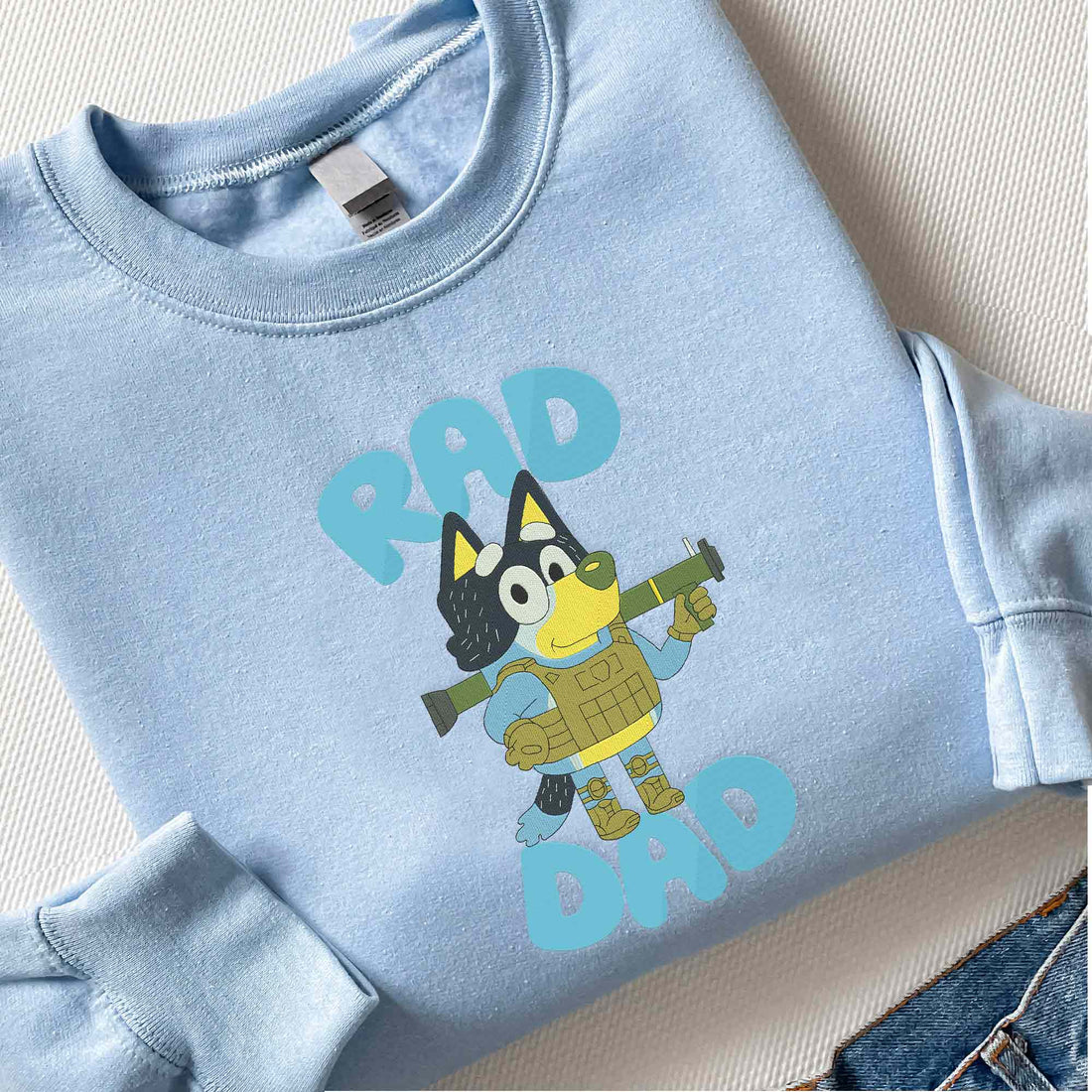 Rad Blue Dog Dad Sweatshirt, Dad Blue Dog Embroidery Sweatshirt B_M22