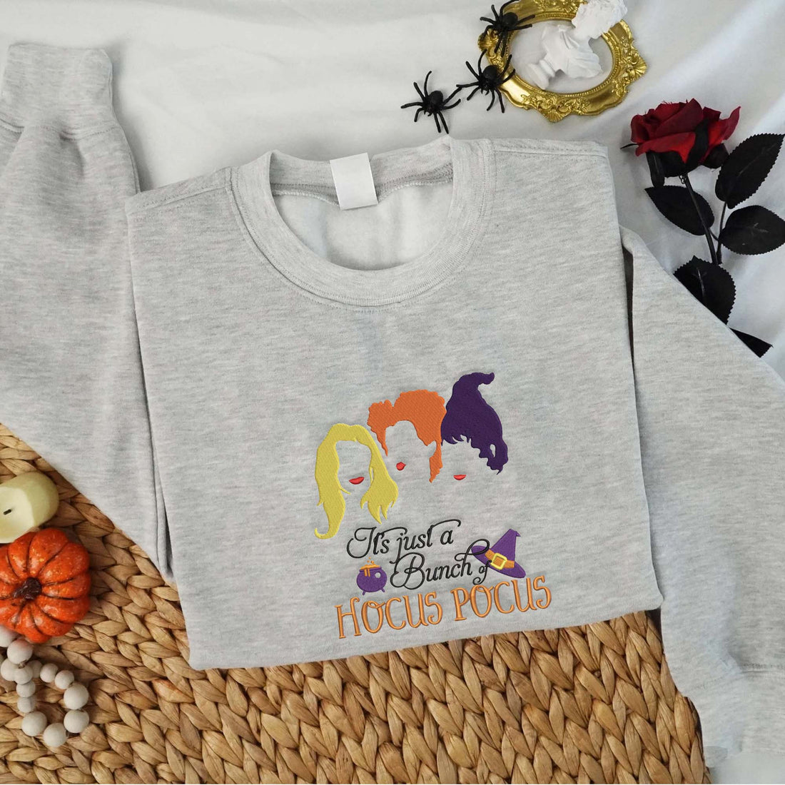 It’s Just A Bunch Embroidery Sweatshirt, Halloween Embroidery Sweatshirt HLW_M782
