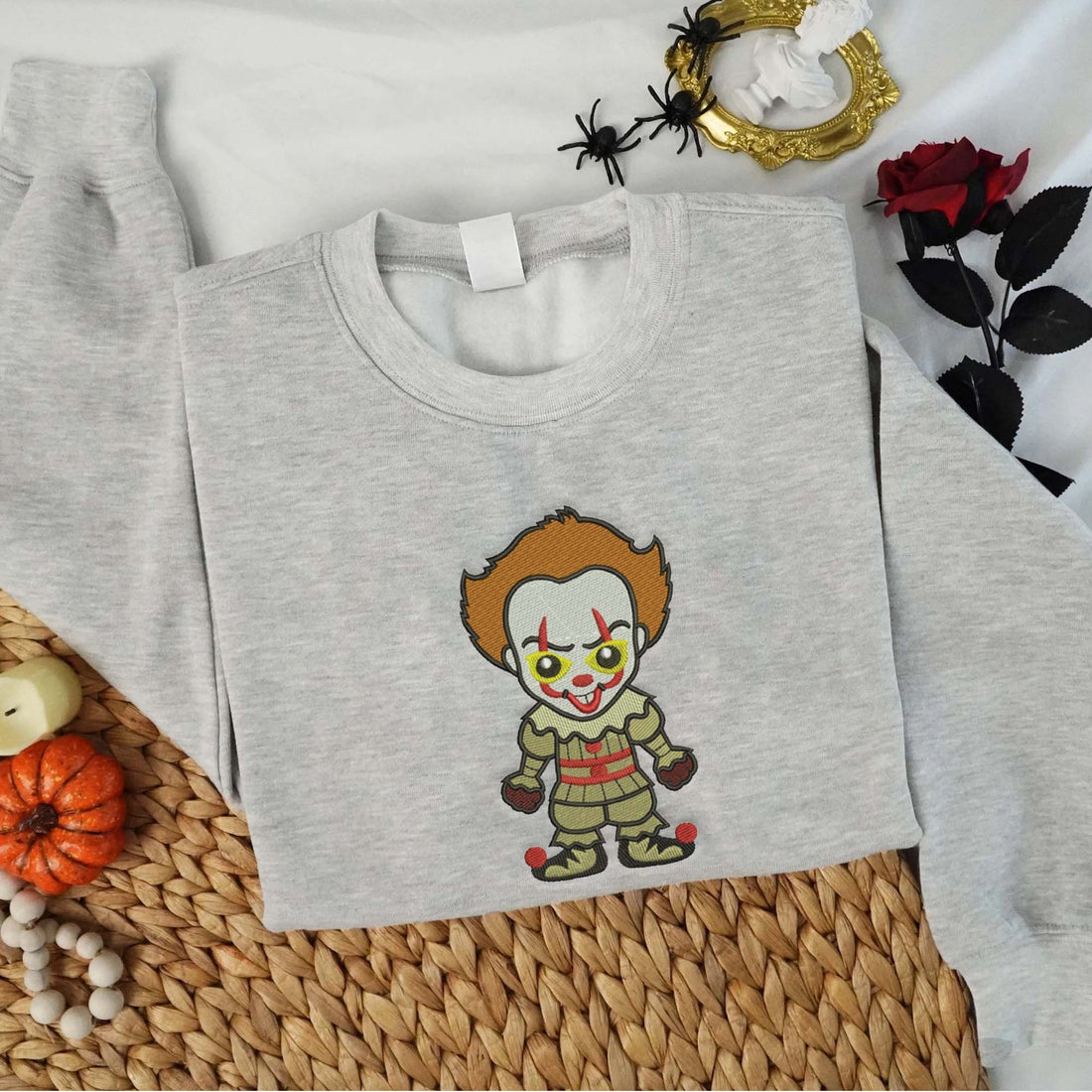 Halloween Clown Killers Embroidery Sweatshirt, Halloween Embroidery Sweatshirt HLW_M1005