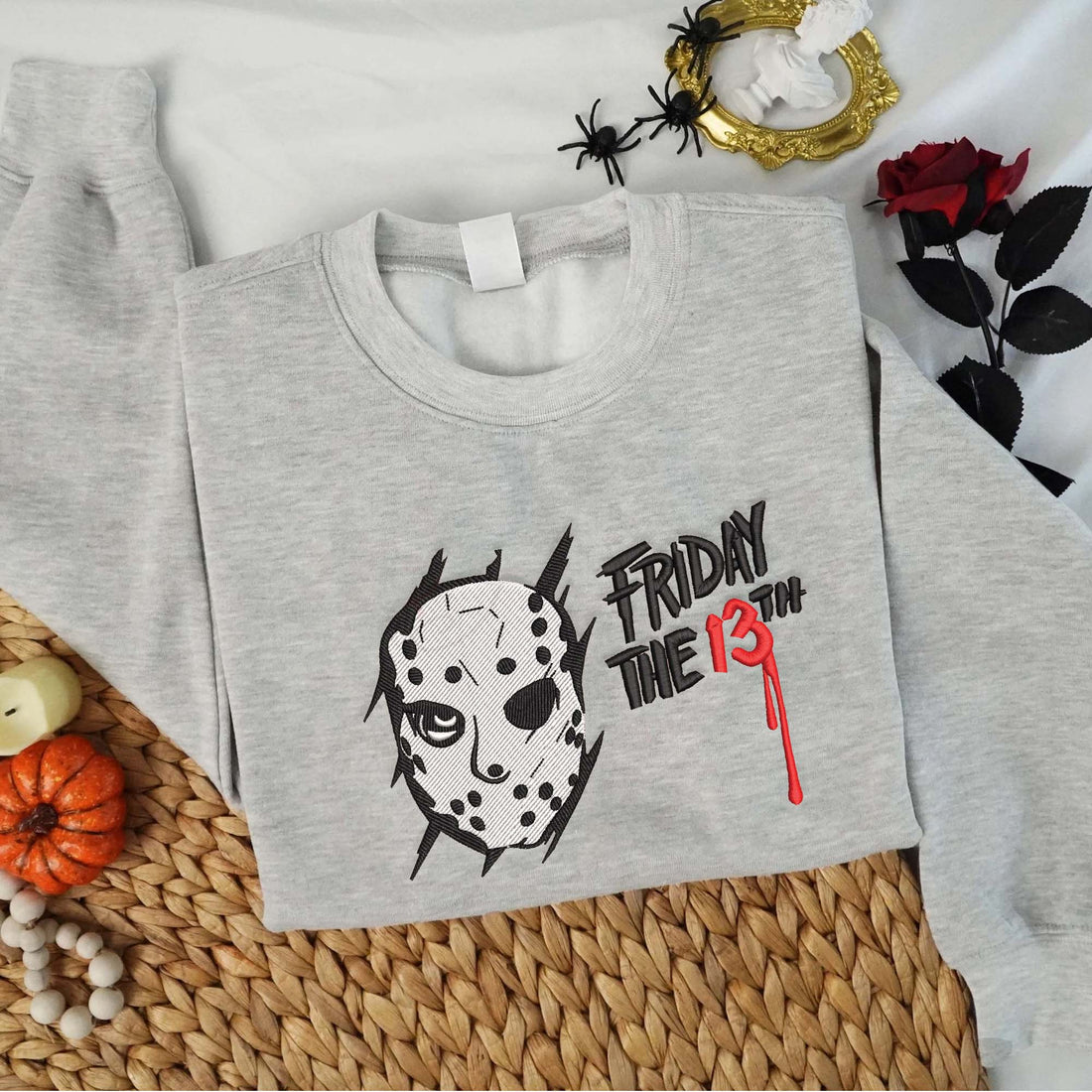 Face Horror Movie Killer Embroidery Sweatshirt, Halloween Embroidery Sweatshirt HLW_M945