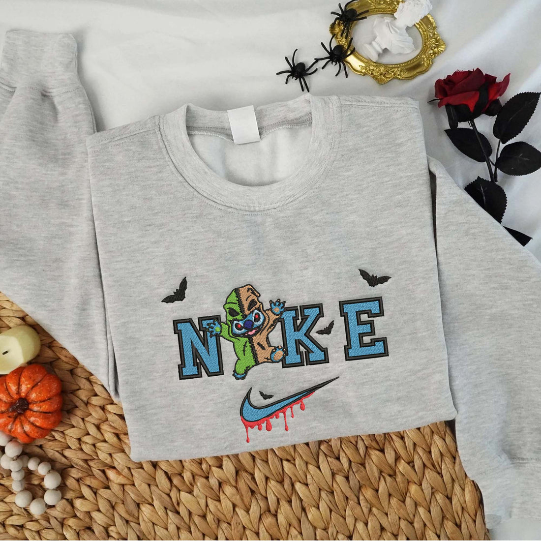 N Cartoon Horror Character Sweatshirt, Halloween Embroidery Sweatshirt HLW_M814
