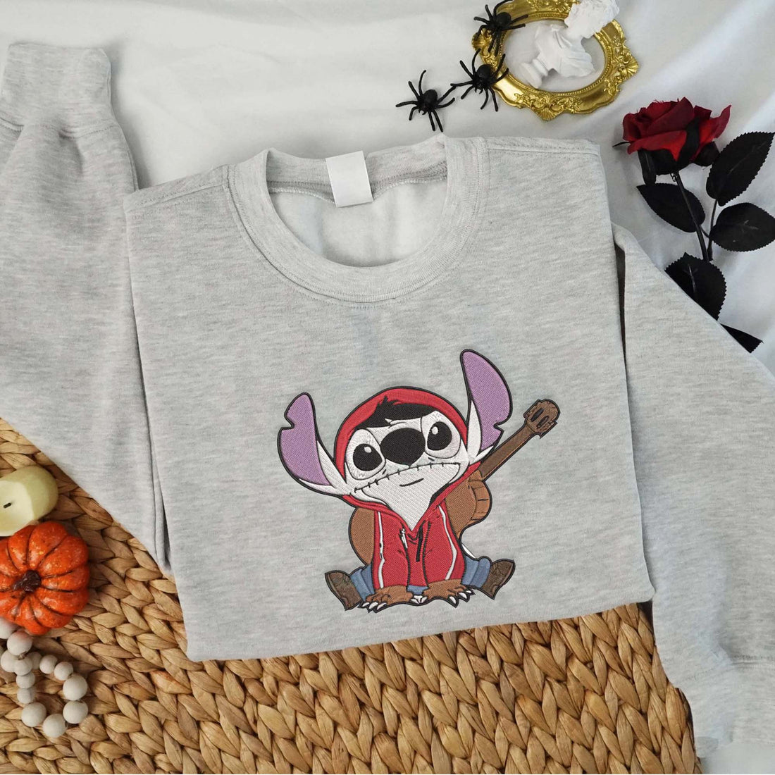 Cartoon Horror Character in Bad Dream Halloween Sweatshirt, Halloween Embroidery Sweatshirt HLW_M995