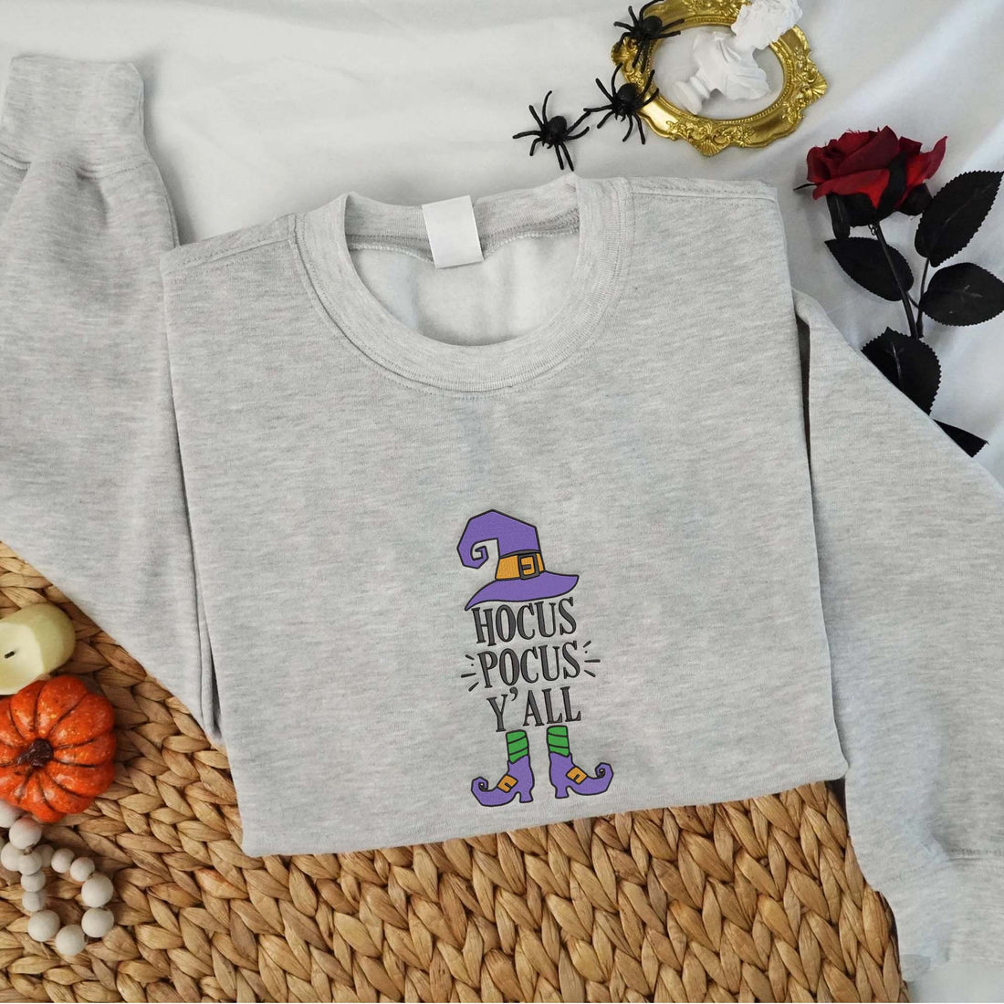 Hat and Shoes Y’all Halloween Sweatshirt, Halloween Embroidery Sweatshirt HLW_M777