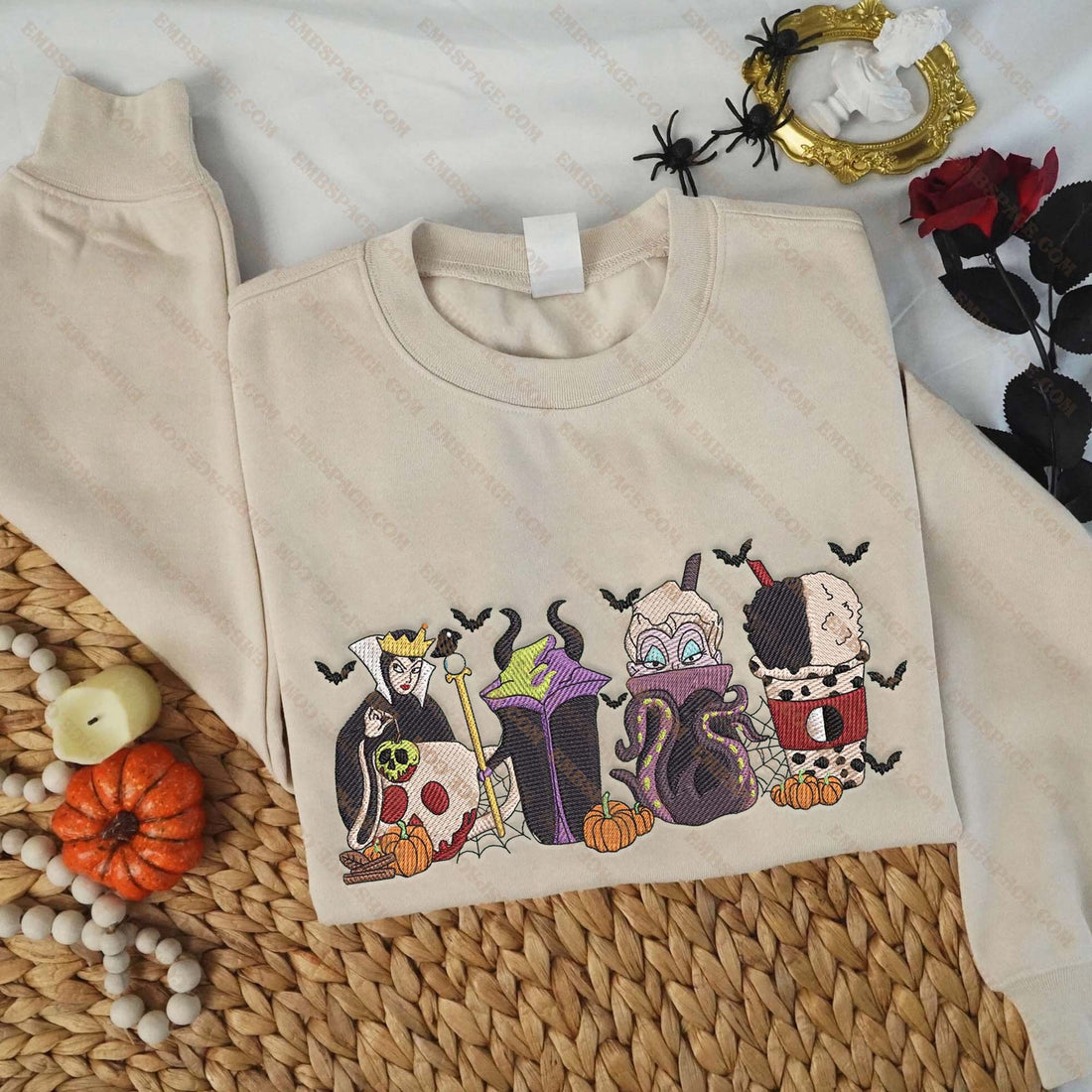 Villains Witches Halloween Embroidery Sweatshirt, Halloween Embroidery Sweatshirt HLW_M1437