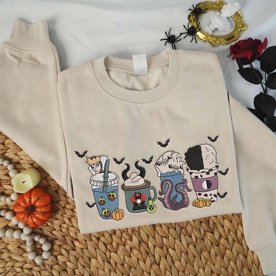 Villains Coffee Halloween Embroidery Sweatshirt, Halloween Embroidery Sweatshirt HLW_M1393
