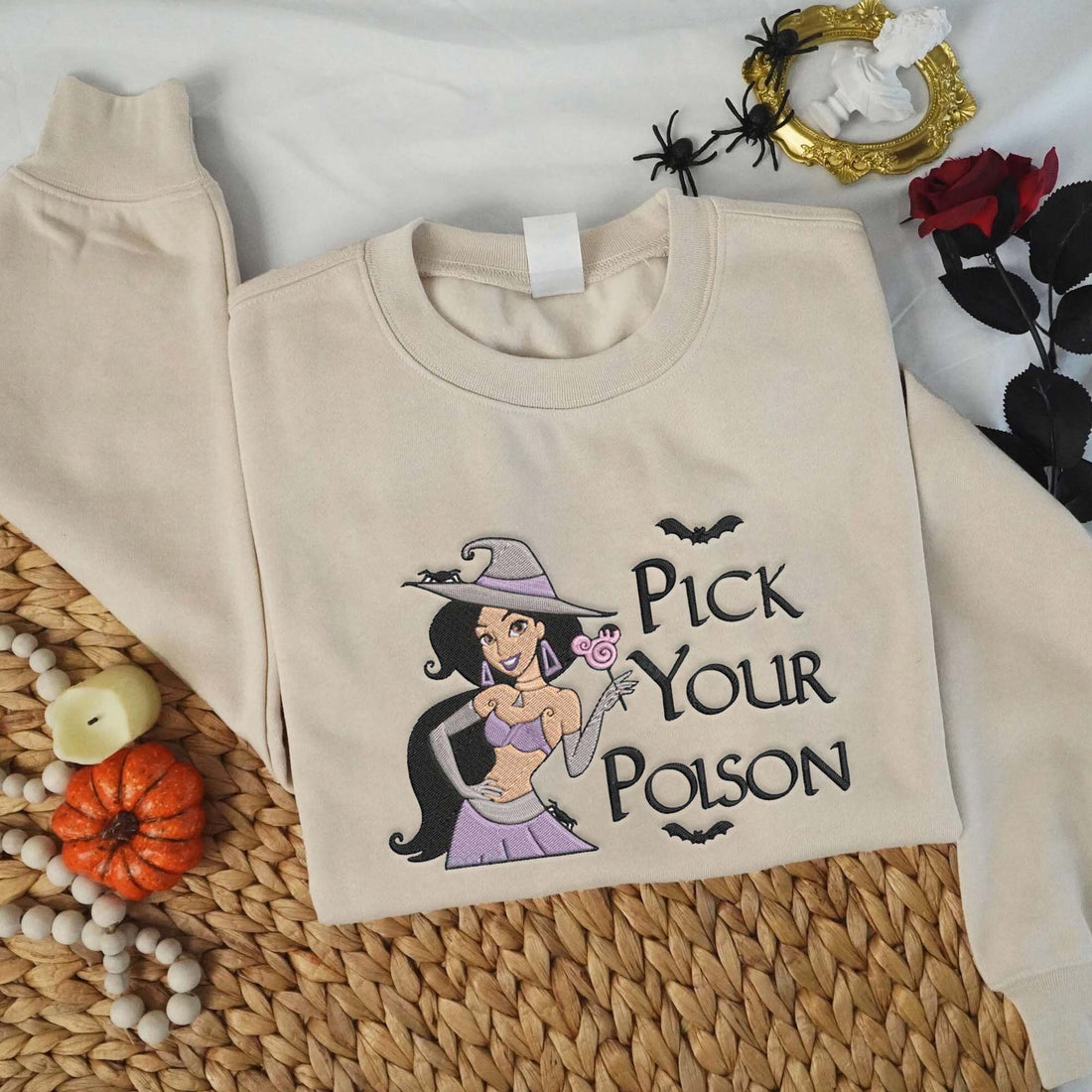 Pick Your Poison Halloween Embroidery Sweatshirt, Halloween Embroidery Sweatshirt HLW_M834