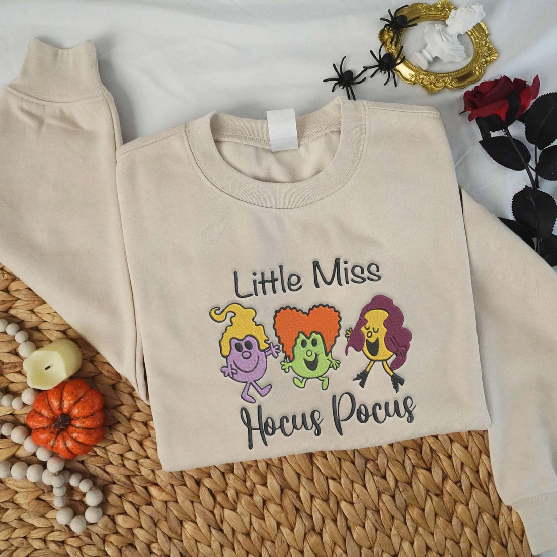 Little Sanderson Sisters Halloween Embroidery Sweatshirt, Halloween Embroidery Sweatshirt HLW_M887