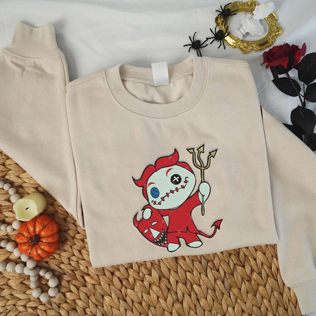 Horror Carry Trident Halloween Embroidery Sweatshirt, Halloween Embroidery Sweatshirt HLW_M1415