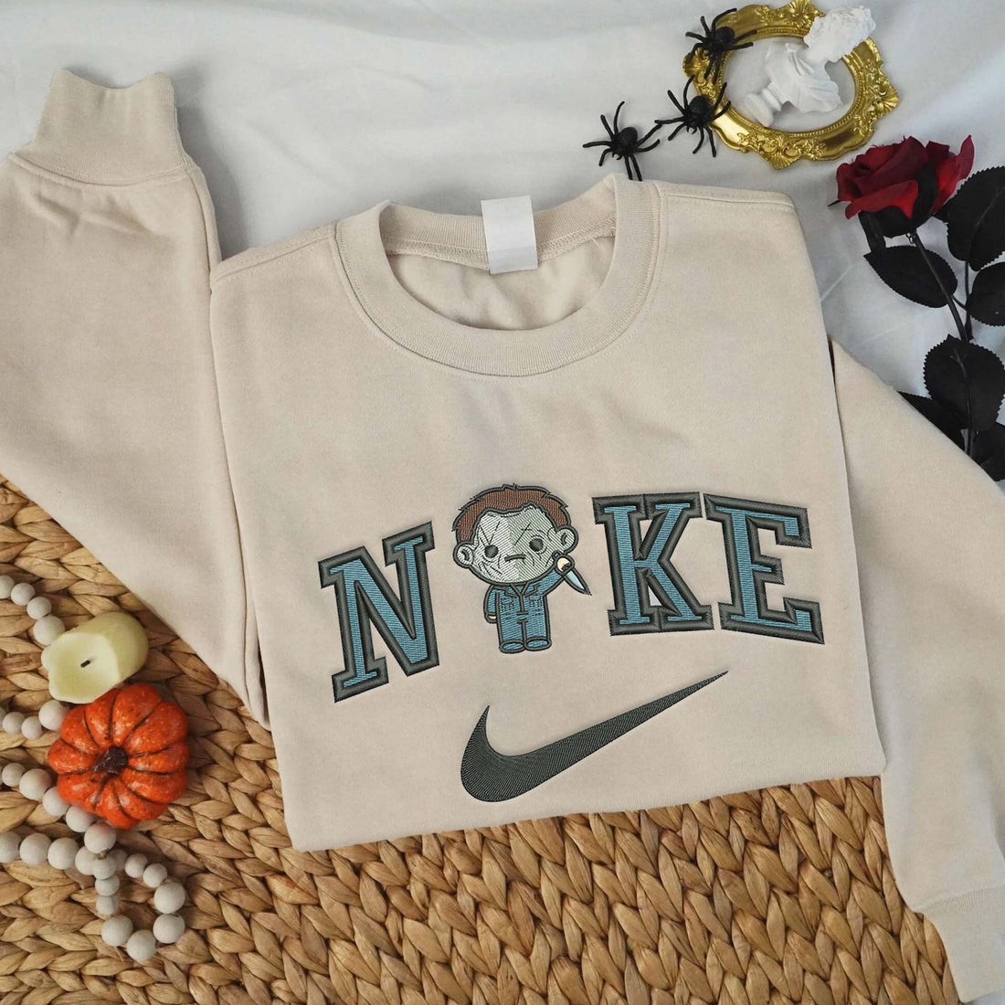 N Horror Character Halloween Embroidery Sweatshirt, Halloween Embroidery Sweatshirt HLW_M1028