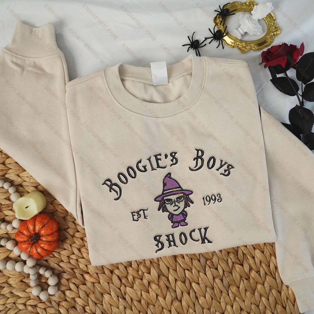 Cartoon Charater Villain From Bad Dream Embroidery Sweatshirt, Halloween Embroidery Sweatshirt HLW_M1531