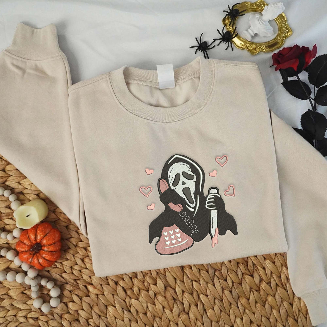 Ghost Phone Call Carry Knife Halloween Sweatshirt, Halloween Embroidery Sweatshirt HLW_M1201