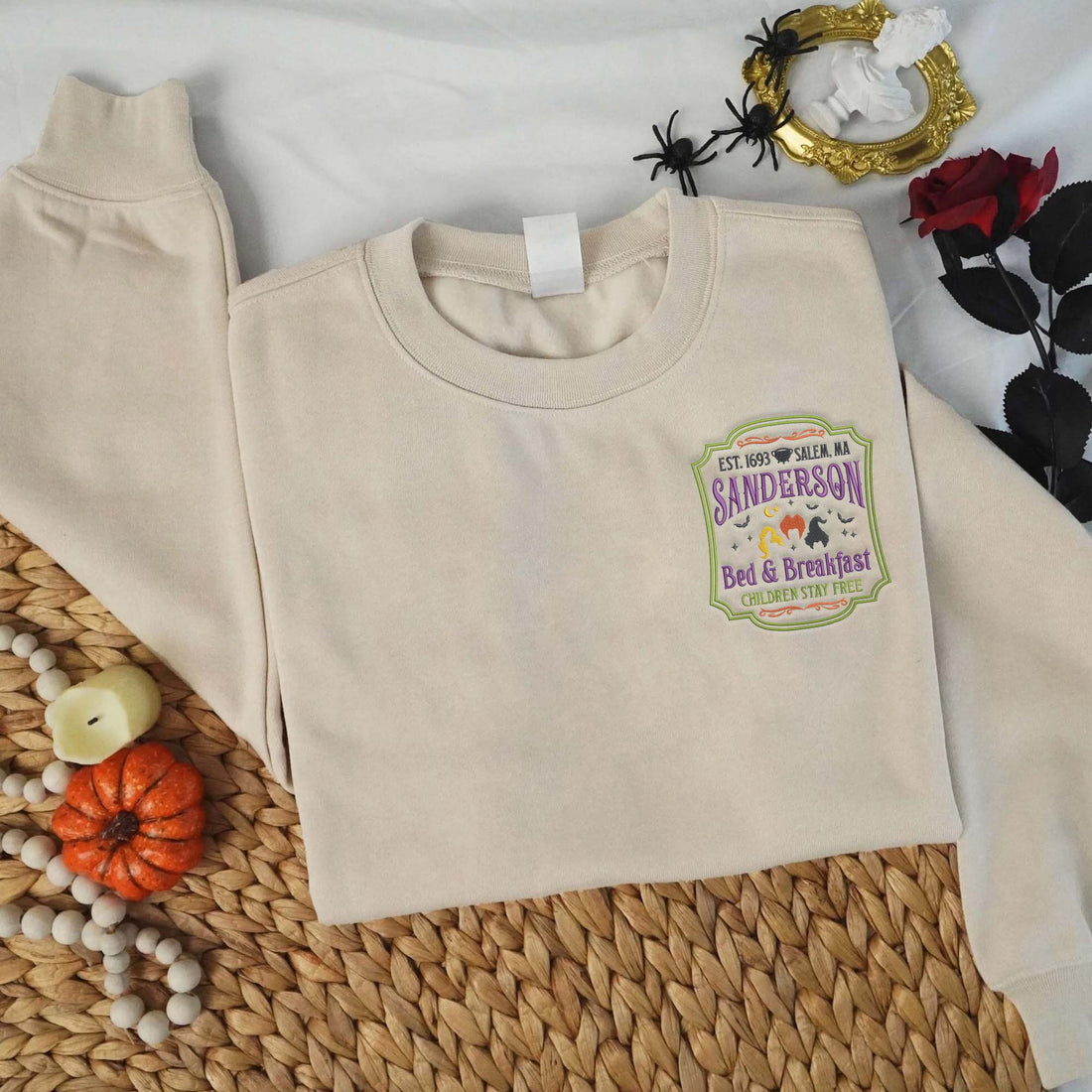Sanderson Bed & Breakfast Halloween Sweatshirt, Halloween Embroidery Sweatshirt HLW_M43