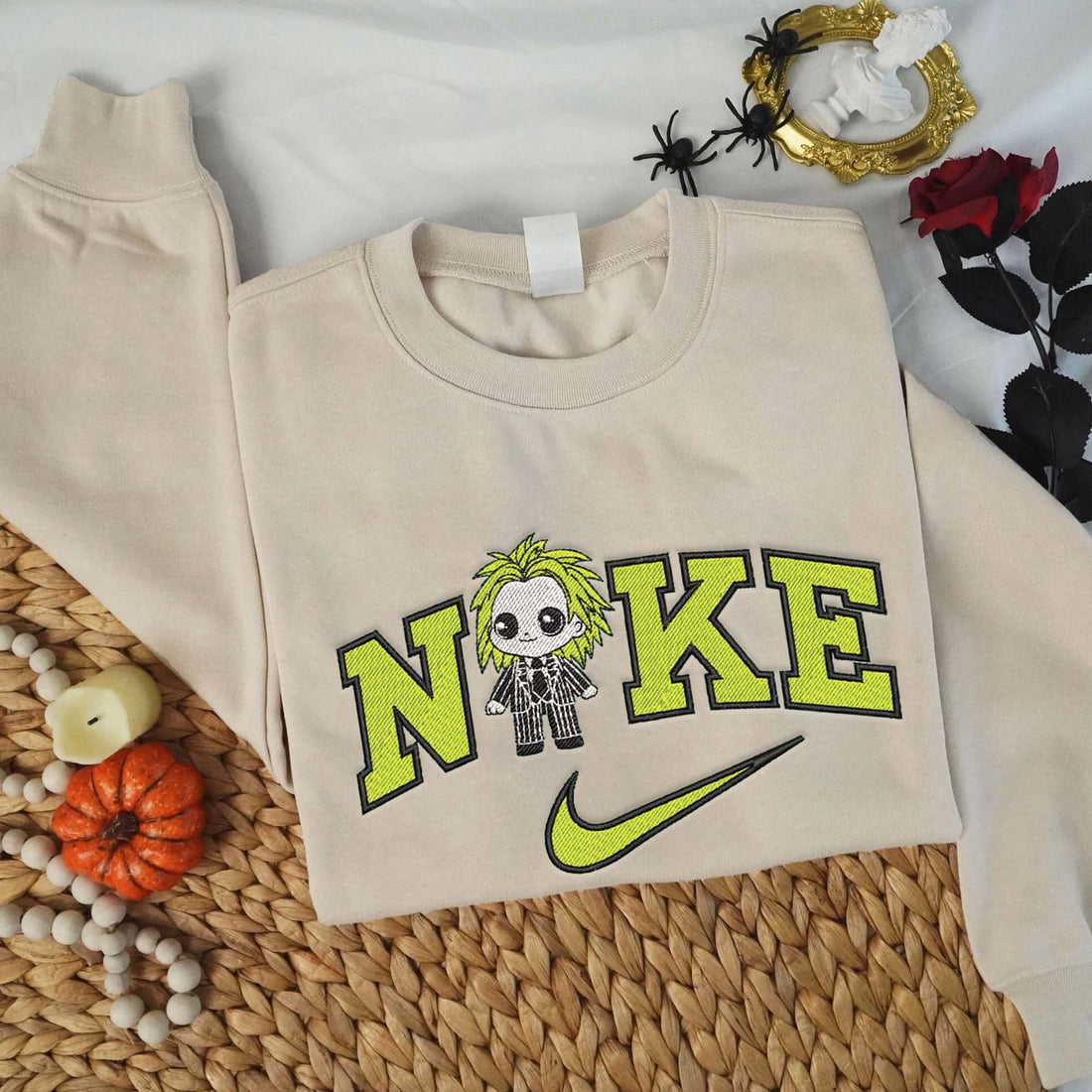 N Horror Character Halloween Embroidery Sweatshirt, Halloween Embroidery Sweatshirt HLW_M1422