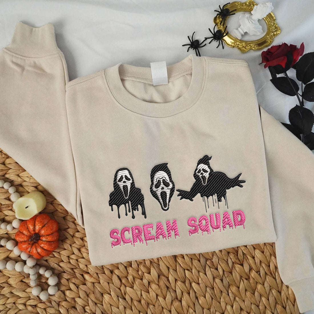 Squad Horror Character Halloween Embroidery Sweatshirt, Halloween Embroidery Sweatshirt HLW_M1216