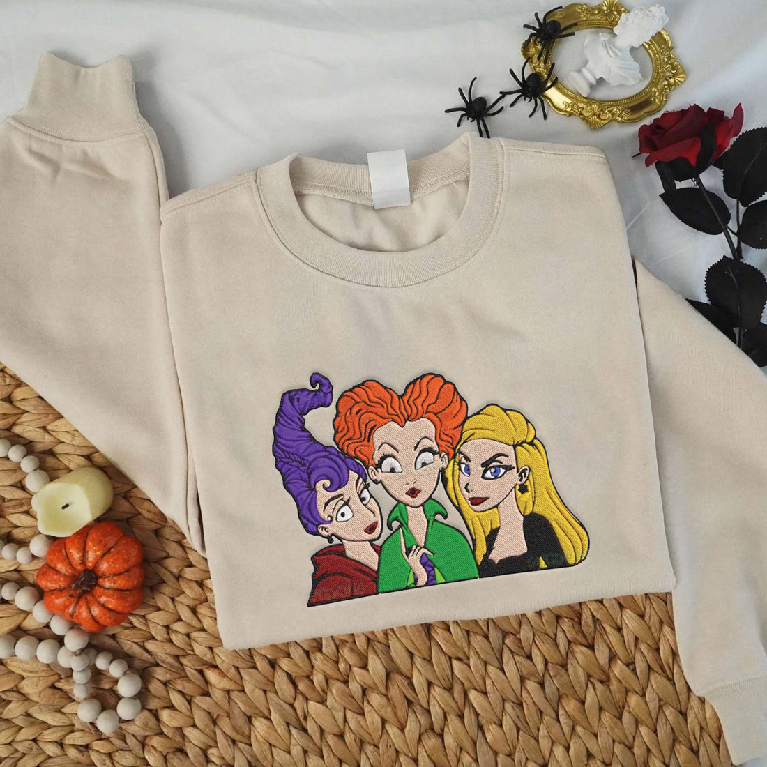 Bad Witch Halloween Embroidery Sweatshirt, Halloween Embroidery Sweatshirt HLW_M916