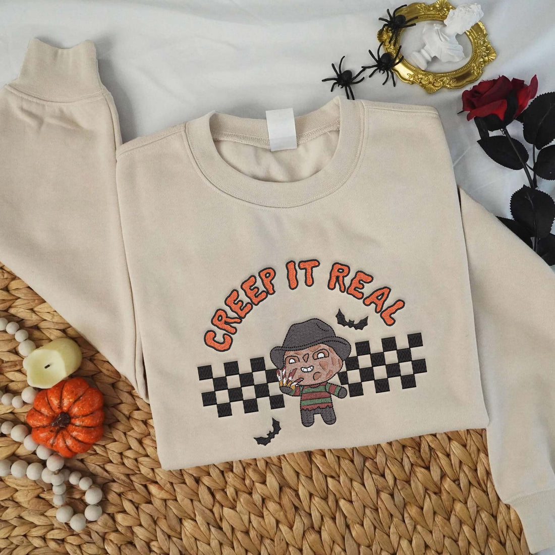 Creep It Real Killer Movie Halloween Embroidery Sweatshirt, Halloween Embroidery Sweatshirt HLW_M1164