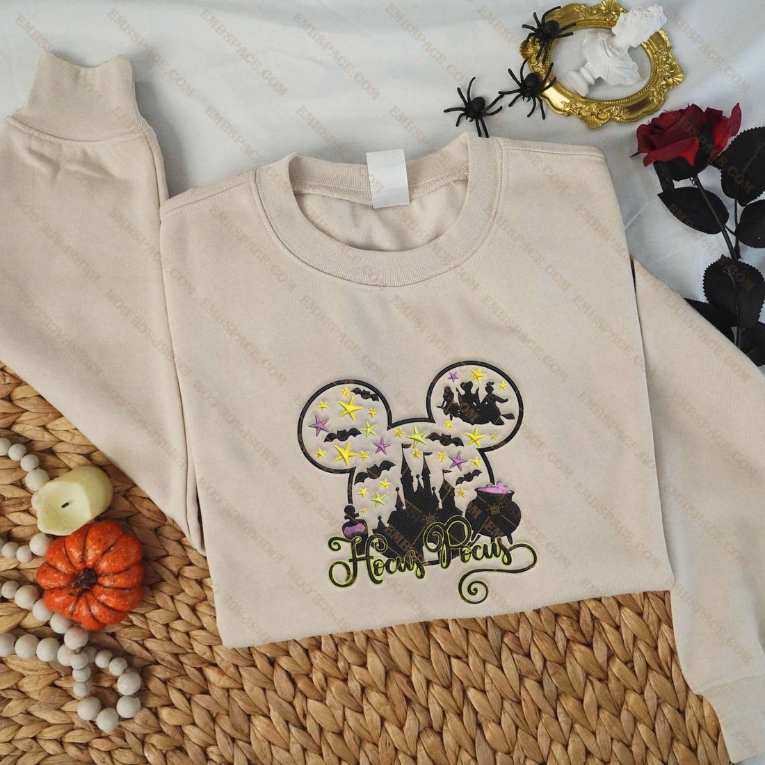 Mouse Head Castle Halloween Embroidery Sweatshirt, Halloween Embroidery Sweatshirt HLW_M1457