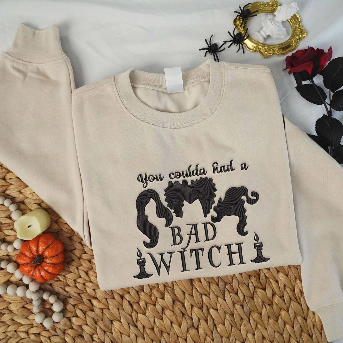 You Coulda Had A Bad Witch Sweatshirt, Halloween Embroidery Sweatshirt HLW_M920