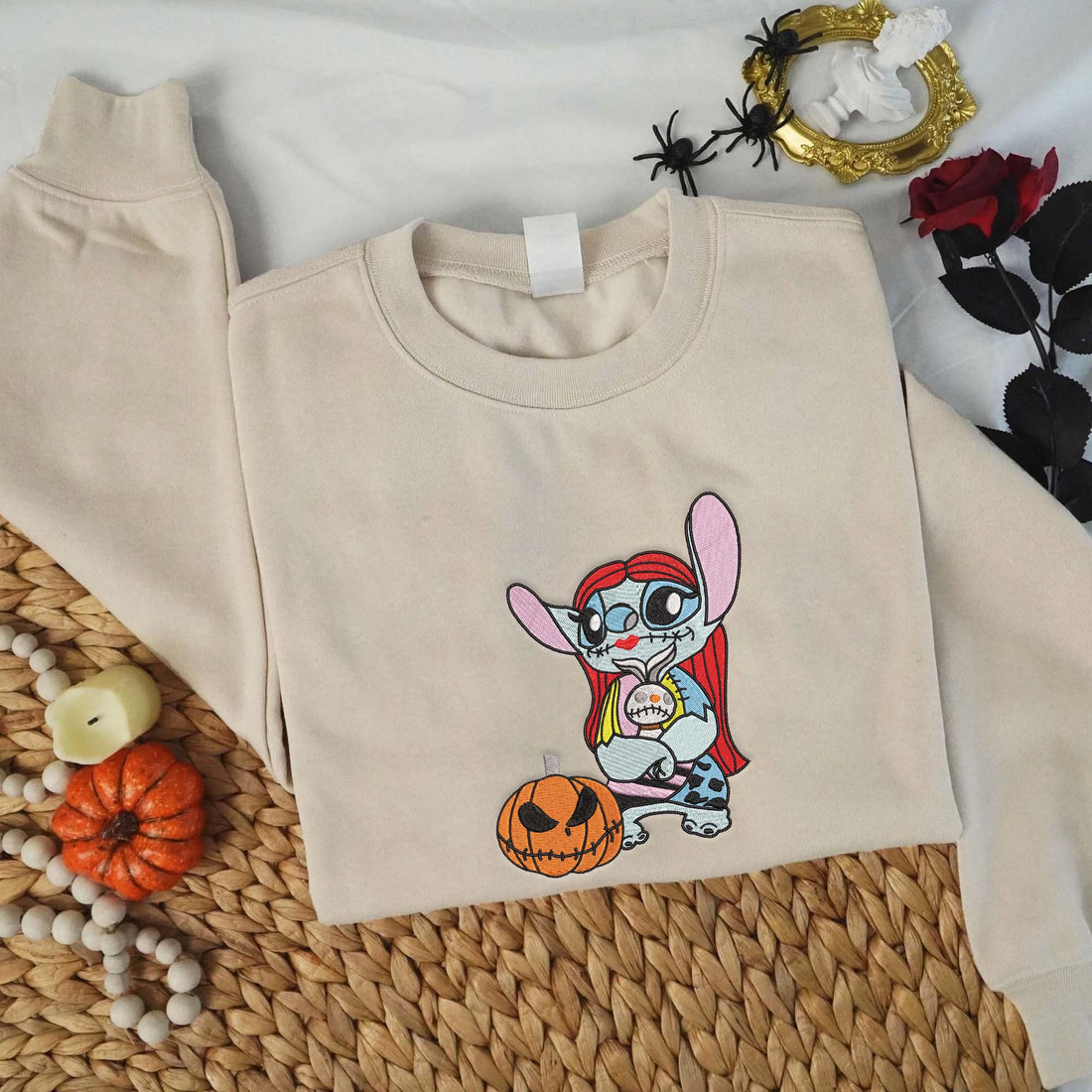 Cartoon Horror with Pumpkin Halloween Embroidery Sweatshirt, Halloween Embroidery Sweatshirt HLW_M1149