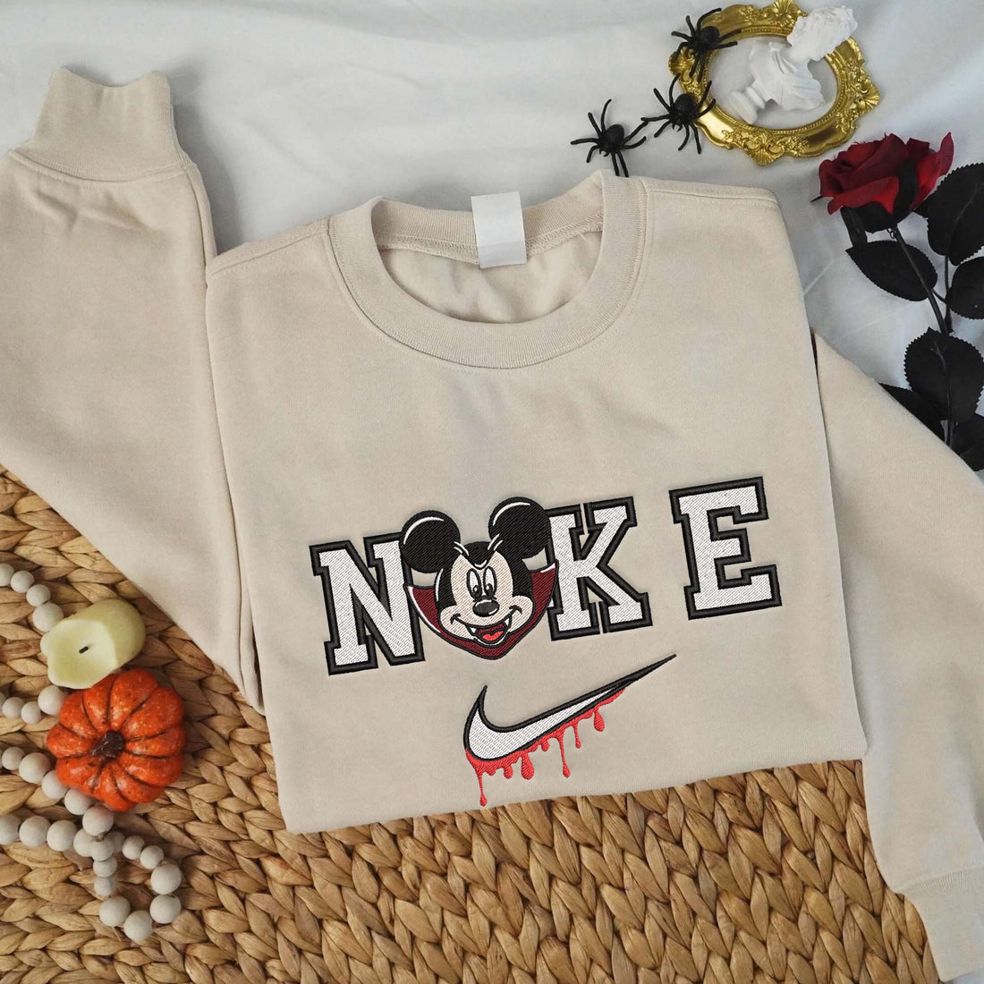 N Mouse Halloween Embroidery Sweatshirt, Halloween Embroidery Sweatshirt HLW_M1212