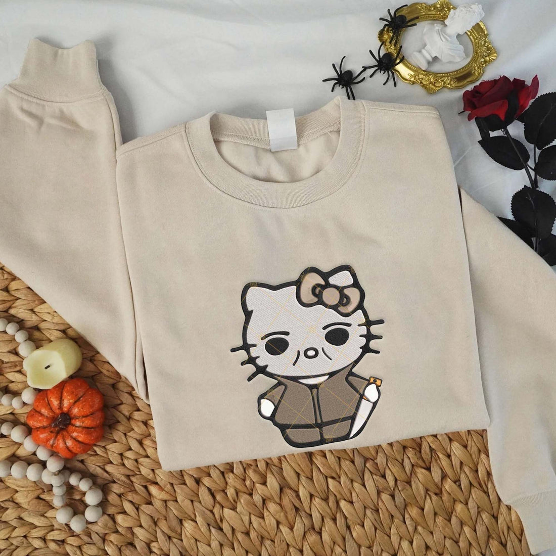 Cat Killer Horror Halloween Embroidery Sweatshirt, Halloween Embroidery Sweatshirt HLW_M1396