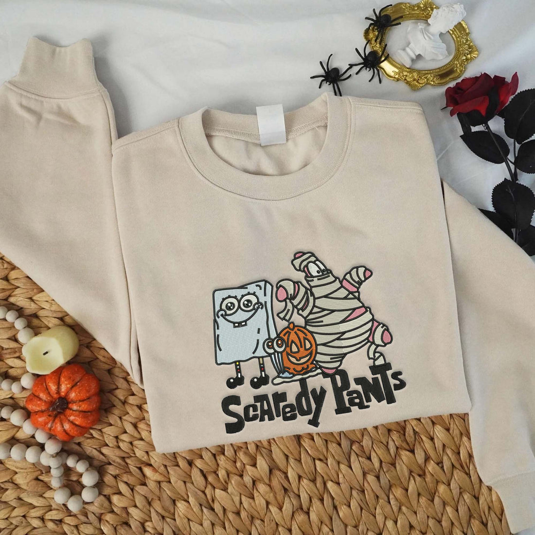 Dishcloth Wrapped in Bandage Halloween Embroidery Sweatshirt, Halloween Embroidery Sweatshirt HLW_M1052
