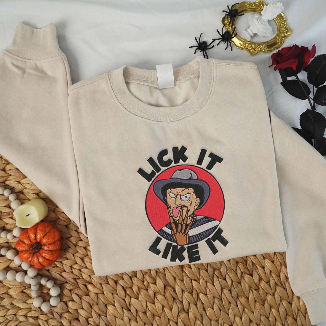Lick it Like it Halloween Embroidery Sweatshirt, Halloween Embroidery Sweatshirt HLW_M913