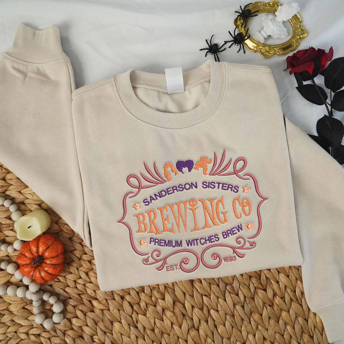 Sanderson Sisters Brewing CO Premium Witches Brew Sweatshirt, Halloween Embroidery Sweatshirt HLW_M1137