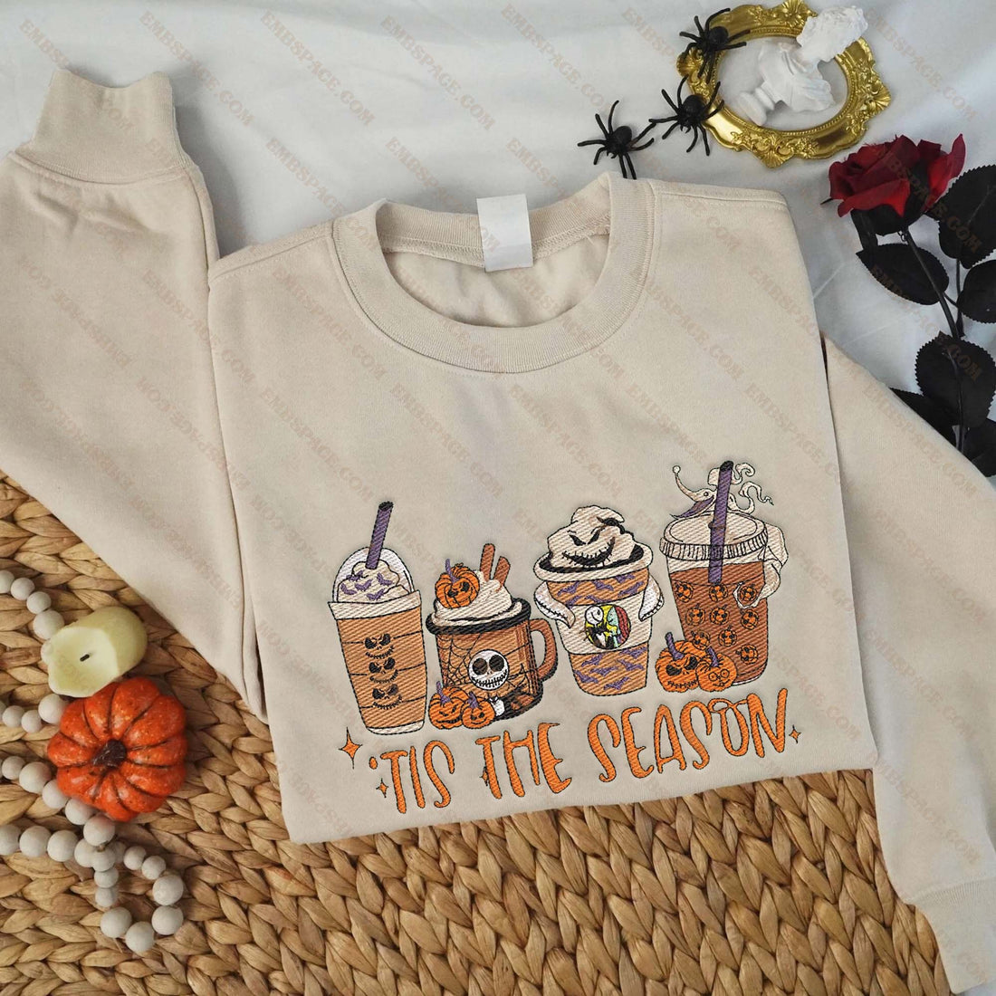 Tis' The Season Halloween Embroidery Sweatshirt, Halloween Embroidery Sweatshirt HLW_M1436