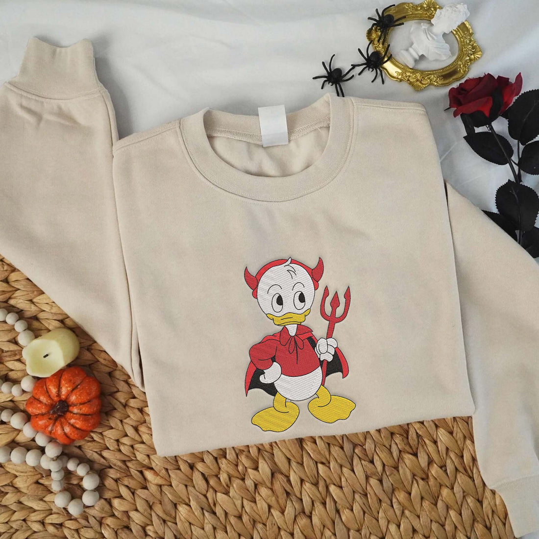 Duck Carry Trident Halloween Embroidery Sweatshirt, Halloween Embroidery Sweatshirt HLW_M1361