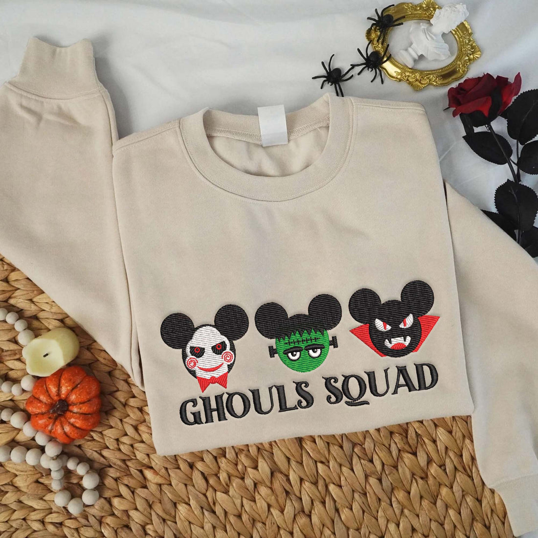 Ghouls Squad Halloween Embroidery Sweatshirt, Halloween Embroidery Sweatshirt HLW_M949